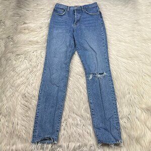 Free People Stella Distressed High Rise Cropped Skinny Jeans